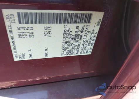 2011 Nissan Altima 2.5 S from USA, damaged, VIN 1N4AL2AP3BC124743
